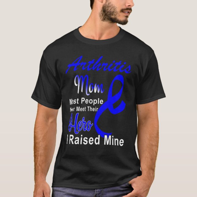 Camiseta Artrite Consciência Azul Fita Suporte à Mãe (Frente)