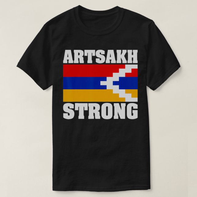 Camiseta Artsakh Strong Armênia Flag Colors (Frente do Design)