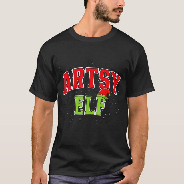 Camiseta Artsy Elf Christmas Family Matching Group Xmas Act (Frente)