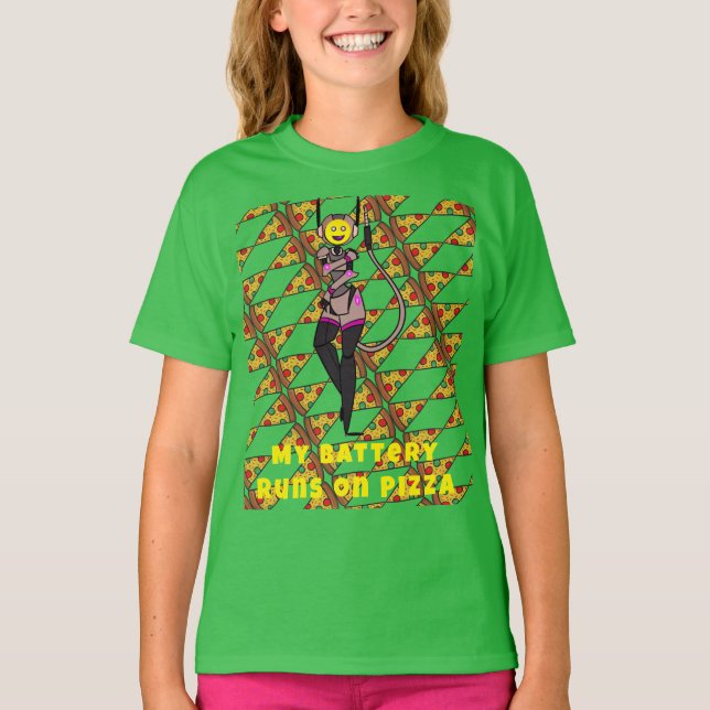 Camiseta Artsy Pizza Robot Cute T-Shirt (Frente)