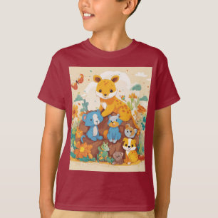 Camiseta Artsy Playful Kids Animal T-Shirt Design