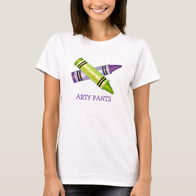 Camiseta Arty Calça Professora de Arte Artista Roxo Verde (Frente)