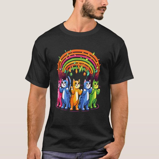 Camiseta Arty Festival Rainbow Cat Rave (Frente)