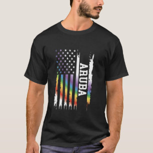 Camiseta Aruba Estados Unidos aflita o arco-íris com bandei