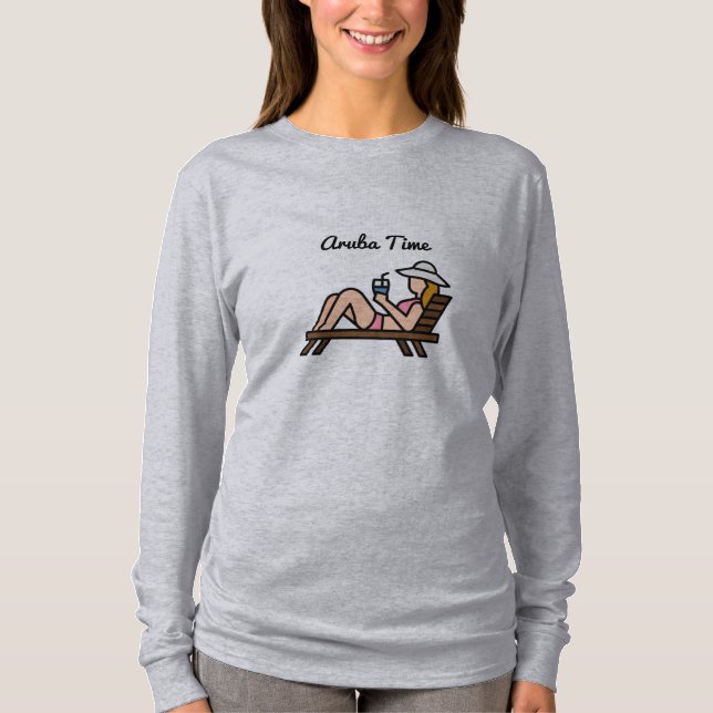 Camiseta Aruba Novamente T-Shirt De Longa Folga (Frente)