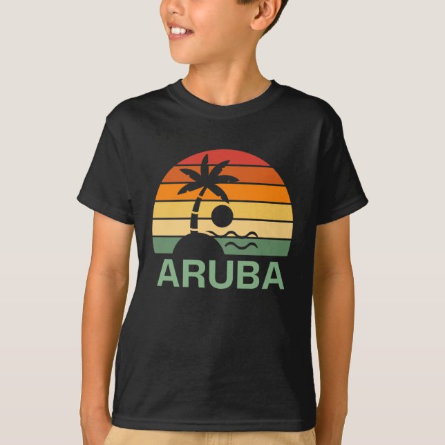 Camiseta Aruba Vintage Palm Trees Summer Beach (Frente)