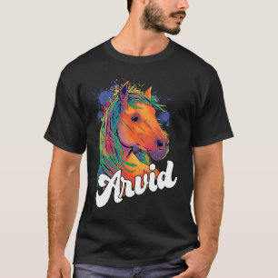 Camiseta ARVID Cute Boy Name com lindo Cavalo