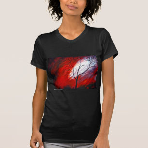 Camiseta Árvore abstrato e Céu Vermelho