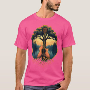 Camiseta Árvore Acústica de Violão Acústica do Lago Guitari