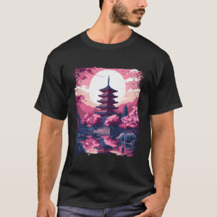 Camiseta Árvore Aestética Do Blossom Sakura Em Uma Vaporwav