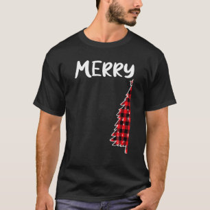 Camiseta Árvore Alegre de Natal Plaid Búfalo Casais de Nata