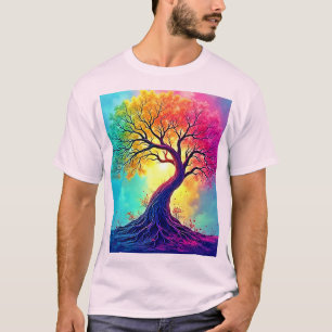 Camiseta Árvore Arco-Íris: Raízes de Esperança Infinita Art