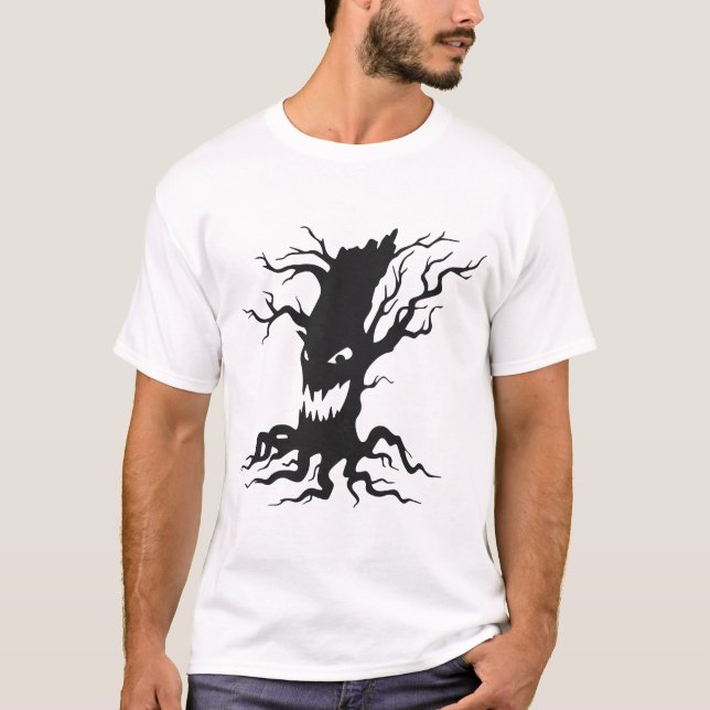 Camiseta Árvore assombrada vintage Halloween (Frente)