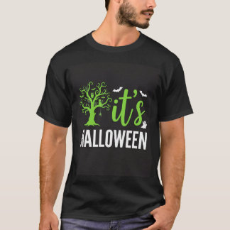 Camiseta Árvore Assustadora do Halloween com Morcegos em Ve