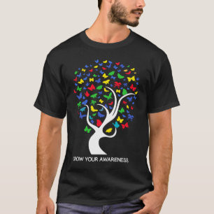 Camiseta Árvore Autismo Da Borboleta Da Vida Autista Para C