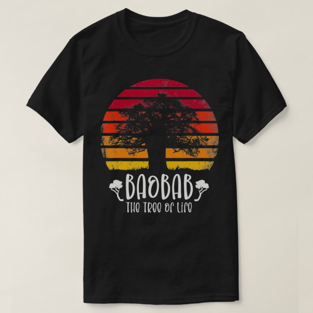 Camiseta Árvore Baobab Árvore Africana Retro Sunset Baobab  (Frente do Design)