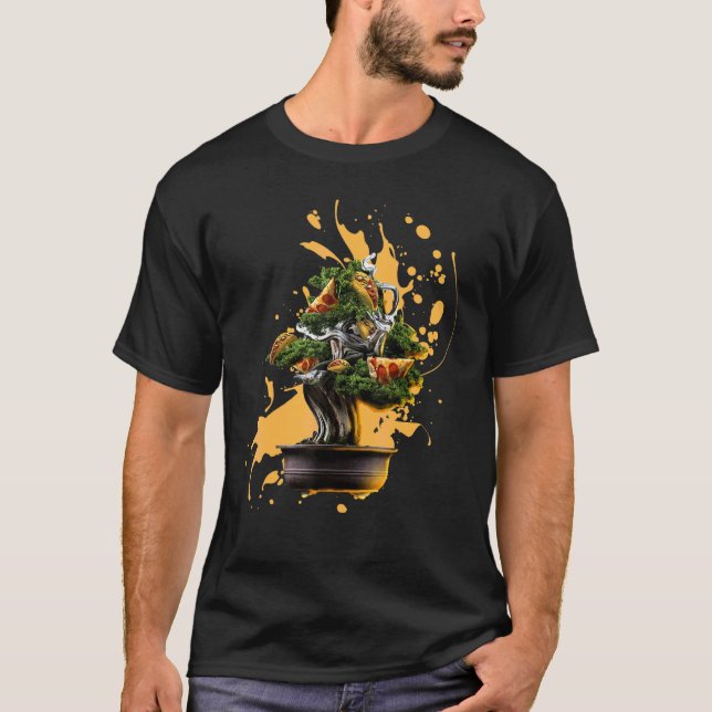 Camiseta Árvore Bonsai Japonesa Com Pizza Taco (Frente)