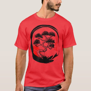 Camiseta Árvore Bonsai no círculo Enso Design japonês Zen C