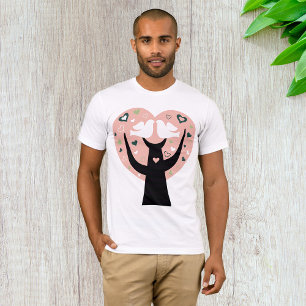 Camiseta Árvore Cardíaca com Camisa-T de Duas Aves