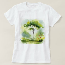 Camiseta Árvore cercada por vegetação verde