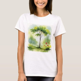 Camiseta Árvore cercada por vegetação verde