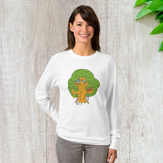 Camiseta Árvore com Animais Florestais de Natureza Custa (Criador carregado)