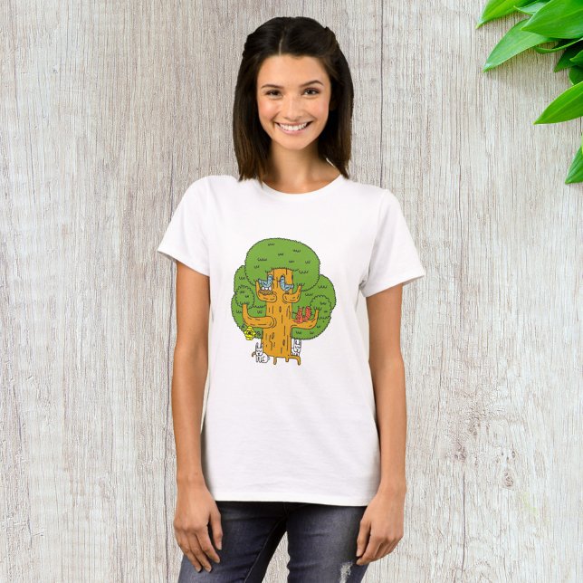 Camiseta Árvore com Animais Florestais de Natureza Custa (Criador carregado)