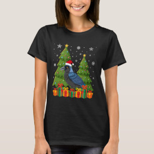 Camiseta Árvore Crow Xmas Luz Santa Hat Natal Feio
