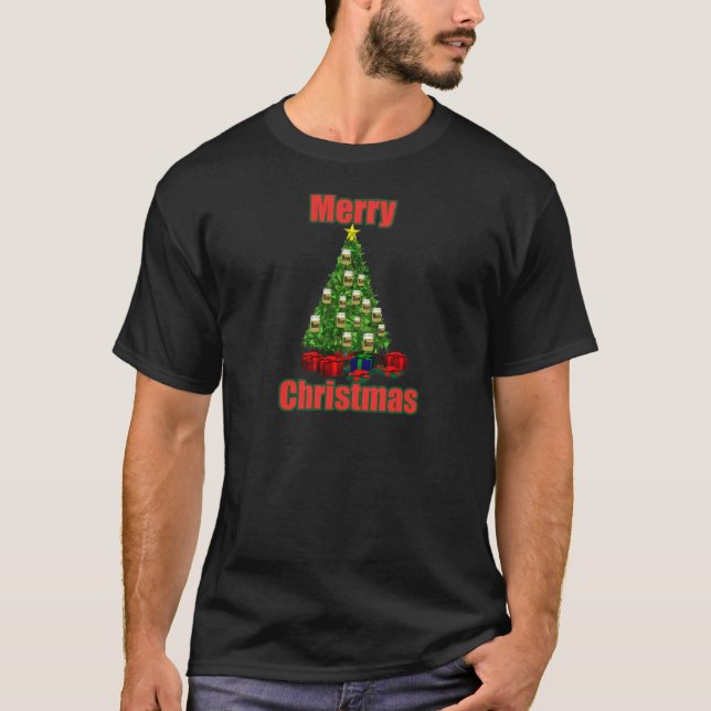 Camiseta Árvore da cerveja do Feliz Natal (Frente)