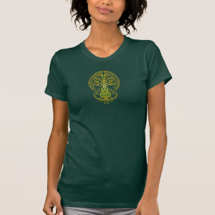 Camiseta Árvore da guitarra de vida verde dourada