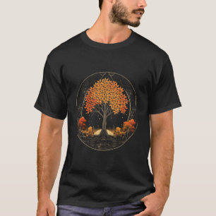 Camiseta Árvore da Vida Cai Vibes Autumn Boho Sagrado Geome