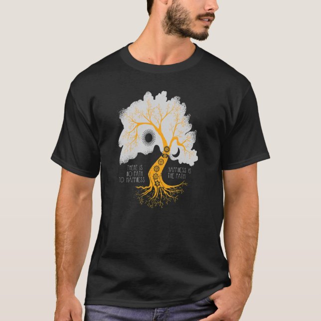 Camiseta Árvore da Vida Chakra simboliza felicidade (Frente)