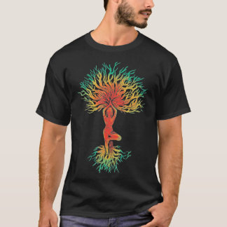 Camiseta Árvore da Vida com a Mulher Yoga Tee Chakra Haka Y