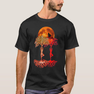 Camiseta Árvore Da Vida Com Mulher Yoga Chakra Gato Gatito
