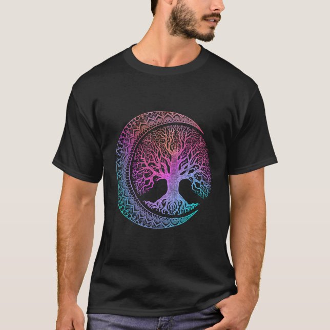 Camiseta Árvore Da Vida Cresente Moon Fases Mandala Yoga Gi (Frente)