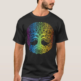 Camiseta Árvore da vida Design do arco-íris Chakra
