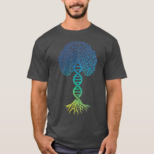 Camiseta Árvore da Vida DNA Genética do Dia da Terra Azul (Frente)