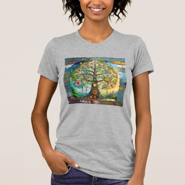 Camiseta Árvore Da Vida Em Flor Dos 7 Chakras (Frente)