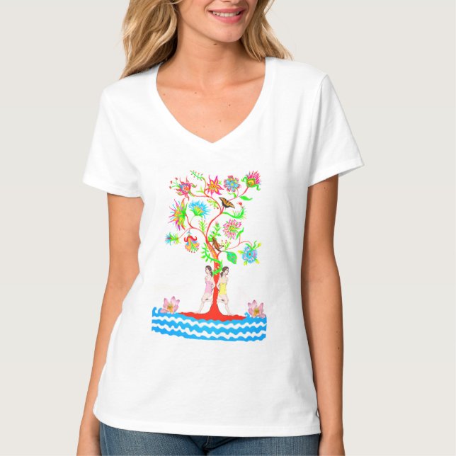 Camiseta Árvore da vida. Flora e fauna (Frente)
