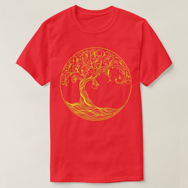 Camiseta Árvore da Vida Mística Amarela (Frente do Design)