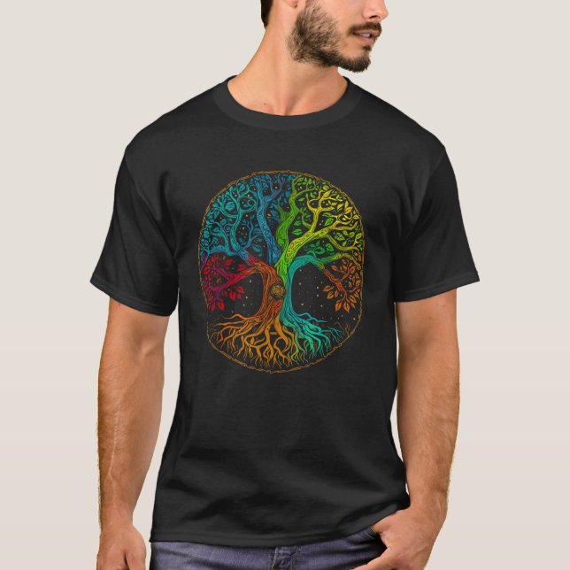 Camiseta Árvore da Vida Natureza Arte Psicodélica ao ar liv (Frente)