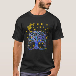 Camiseta Árvore da vida roxa com céu noturno e lua