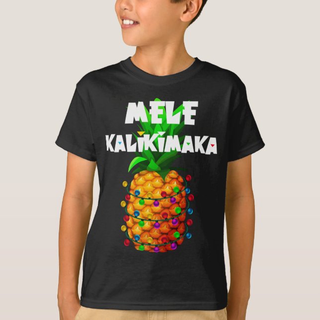 Camiseta Árvore das Luzes de Natal Mele Kalikimaka Ha (Frente)