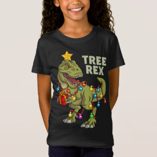 Camiseta Árvore das Luzes do Dinossauro Natal Rex