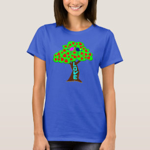 Camiseta ° ・ ♥ Árvore de amor romântica T-shirt com pescoço