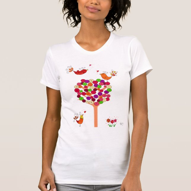 Camiseta Árvore de botões laranja (Frente)