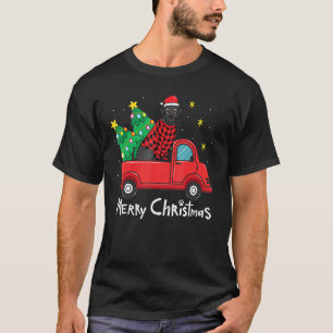 Camiseta Árvore de Caminhão de Natal Preta Mãe Pai Xmas D