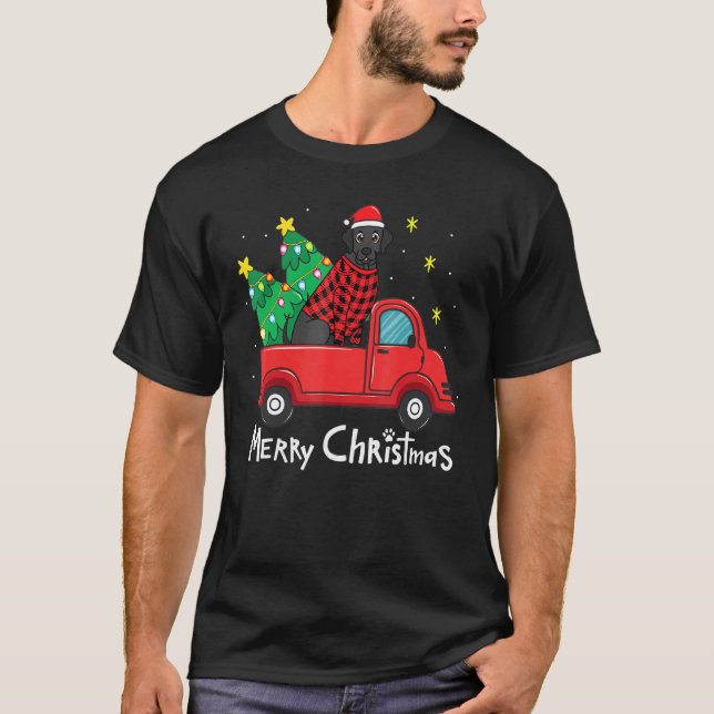 Camiseta Árvore de Caminhão de Natal Preta Mãe Pai Xmas D (Frente)