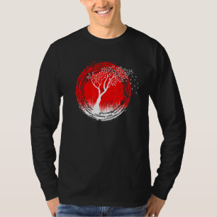 Camiseta Árvore De Cereja Em Um Sol Vermelho - Olhar Japonê