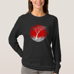 Camiseta Árvore De Cereja Em Um Sol Vermelho - Olhar Japonê